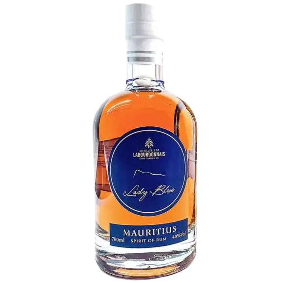 Image of the front of the bottle of the rumLady Blue