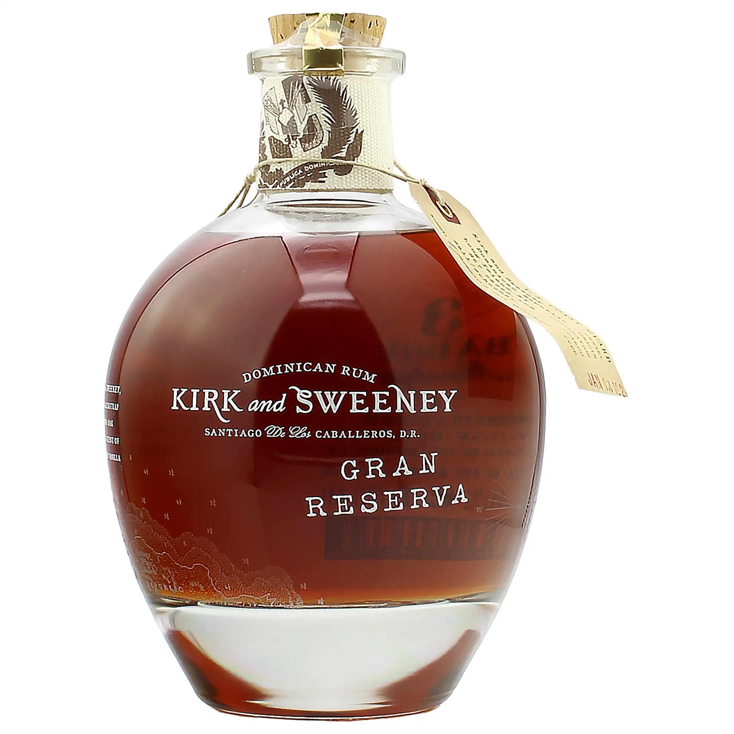 Image of the front of the bottle of the rum Kirk and Sweeney GRAN RESERVA