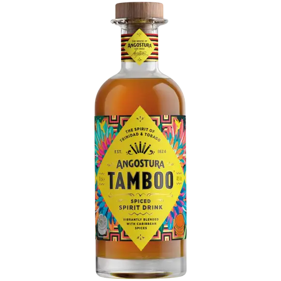 Image of the front of the bottle of the rum Angostura Tamboo (Spiced Spirit Drink)