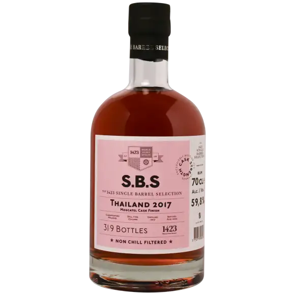 Image of the front of the bottle of the rumS.B.S Thailand 2017 (Moscatel Finish)