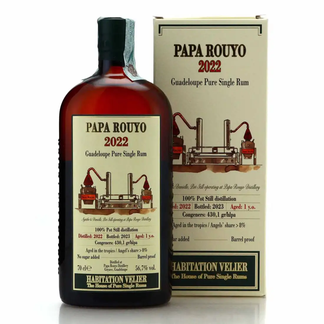 Image of the front of the bottle of the rum Papa Rouyo