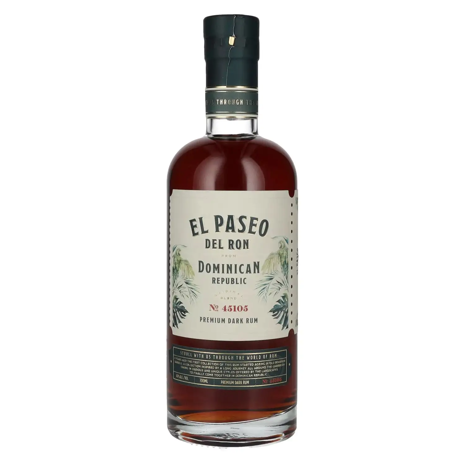 Image of the front of the bottle of the rumEl Paseo del Ron Premium Dark Rum