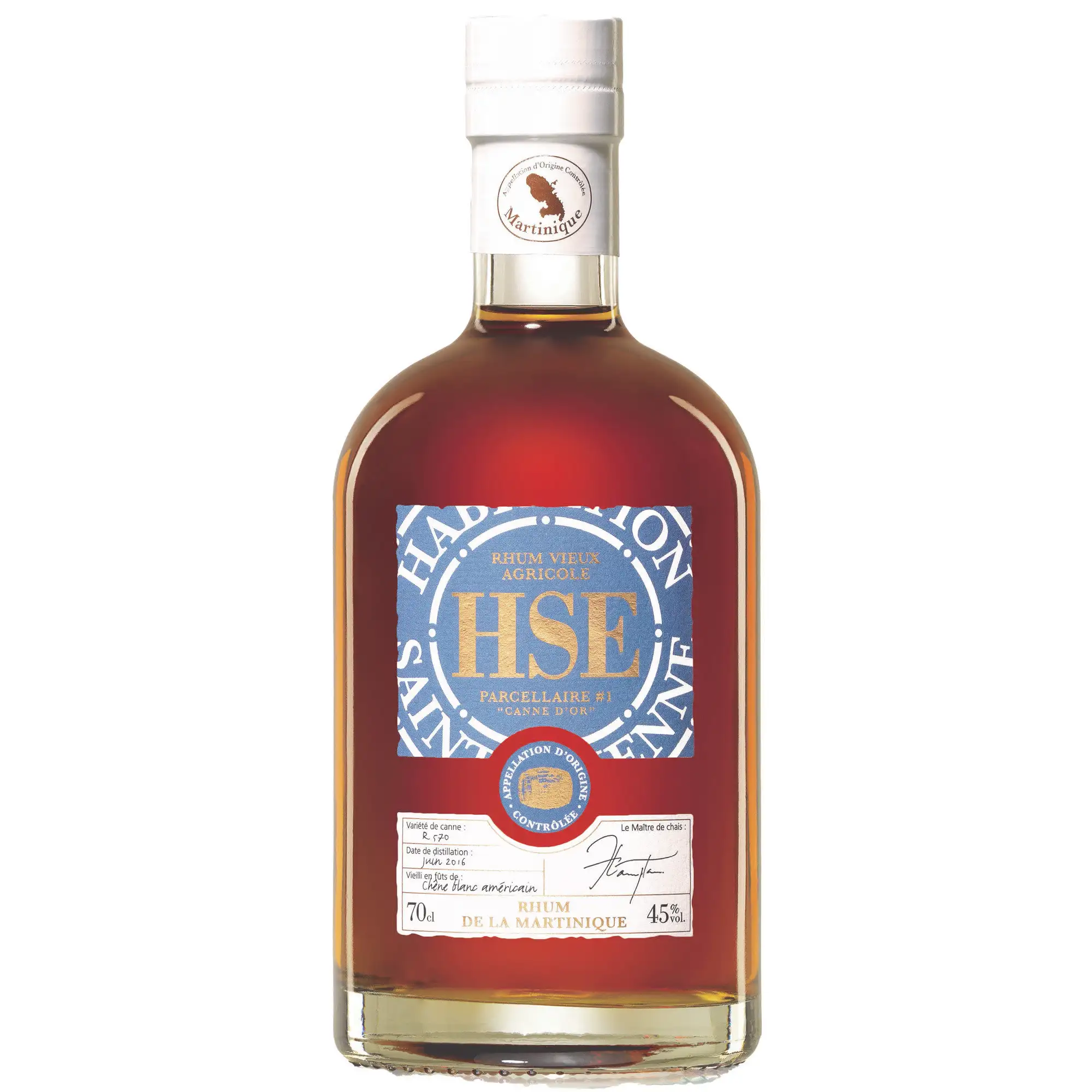 Image of the front of the bottle of the rum HSE Parcellaire #1 Canne d’Or VO