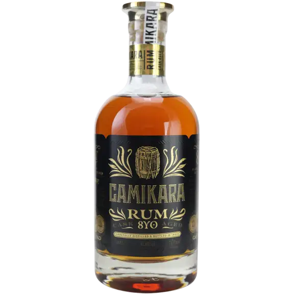 Image of the front of the bottle of the rum Camikara Rum Cask 8YO Aged