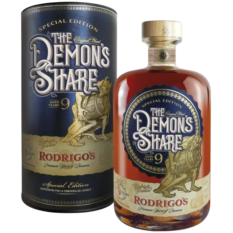 Image of the front of the bottle of the rumThe Demon's Share Speciál Edition Rodrigo's Reserve