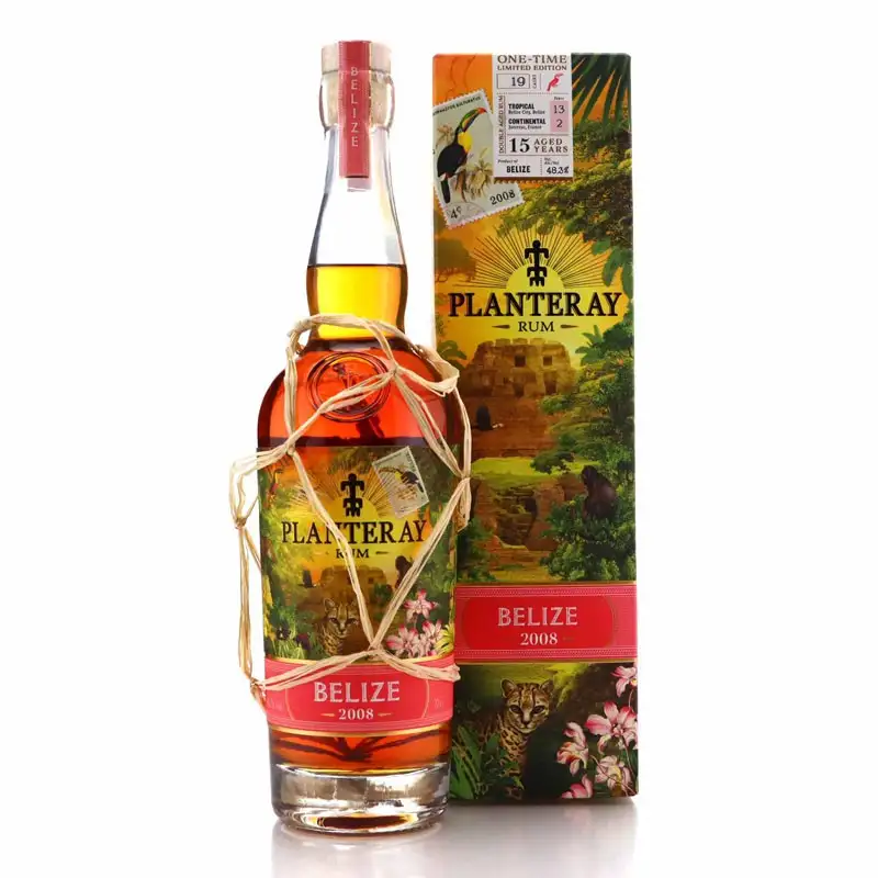 Image of the front of the bottle of the rum Planteray Belize One-Time