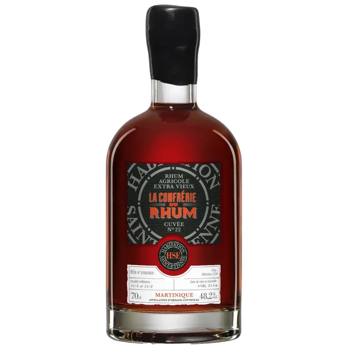 Image of the front of the bottle of the rum HSE XO (Cuvée No. 22)