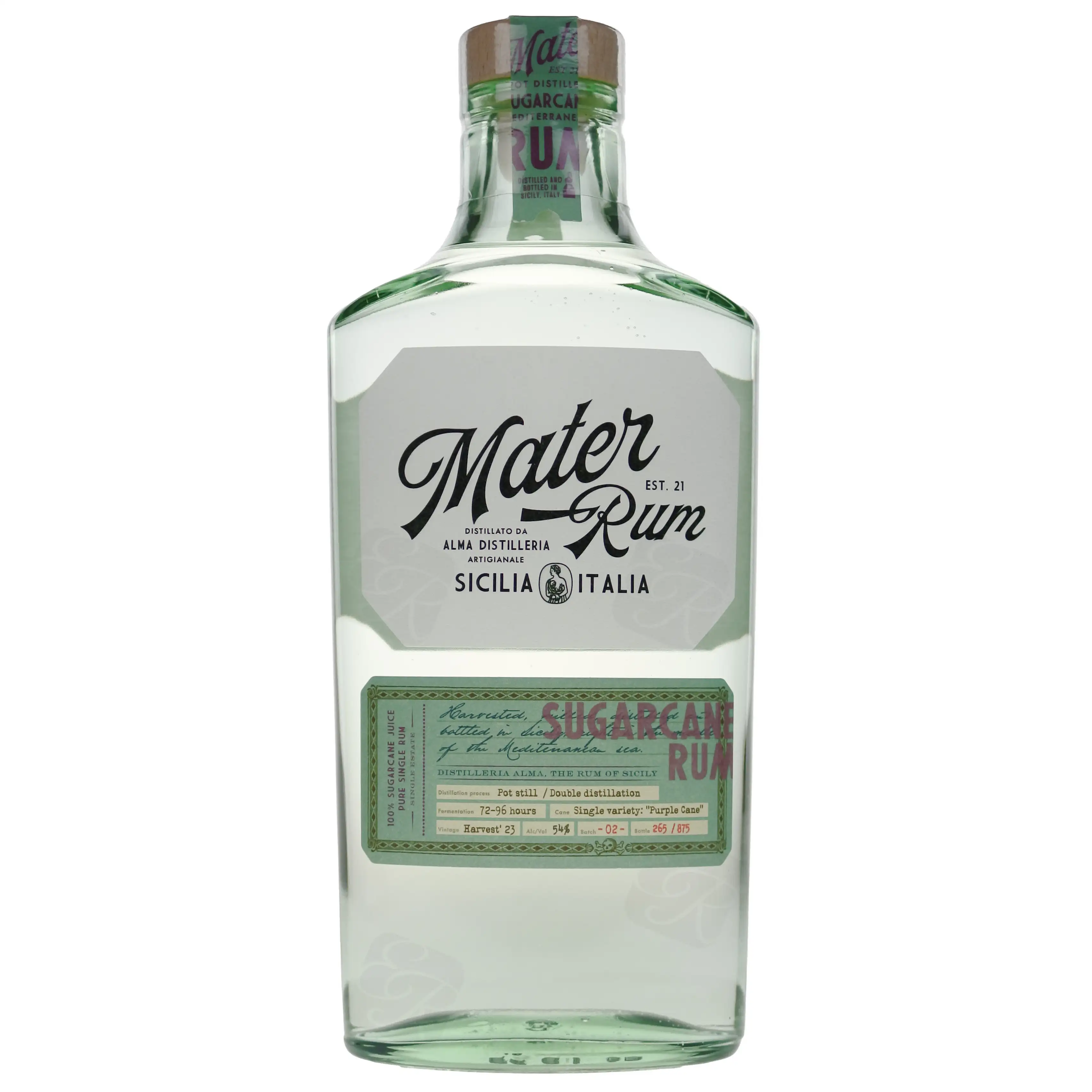 Bottle of Alma Distilleria Mater Rum SUGARCANE JUICE PURE - SINGLE RUM "PURPLE CANE" 2024