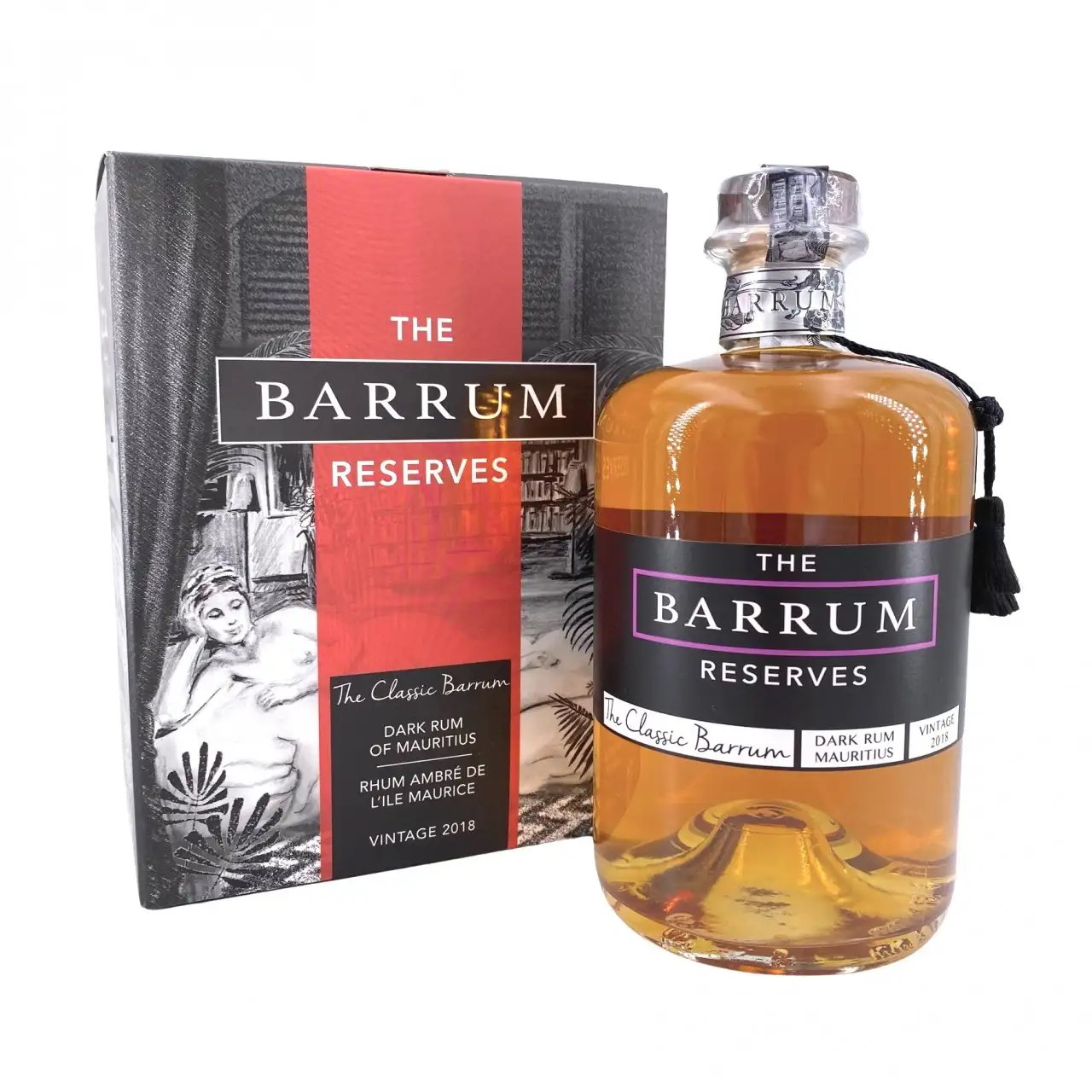Image of the front of the bottle of the rum The Classic Barrum Dark Rum
