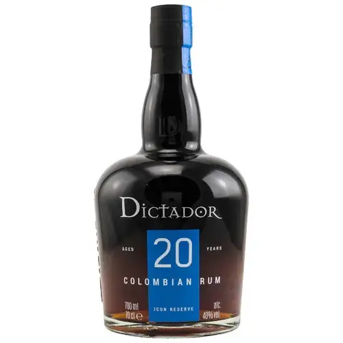 Image of the front of the bottle of the rumDictador 20 Years