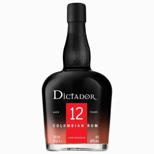 Image of the front of the bottle of the rumDictador 12 Years