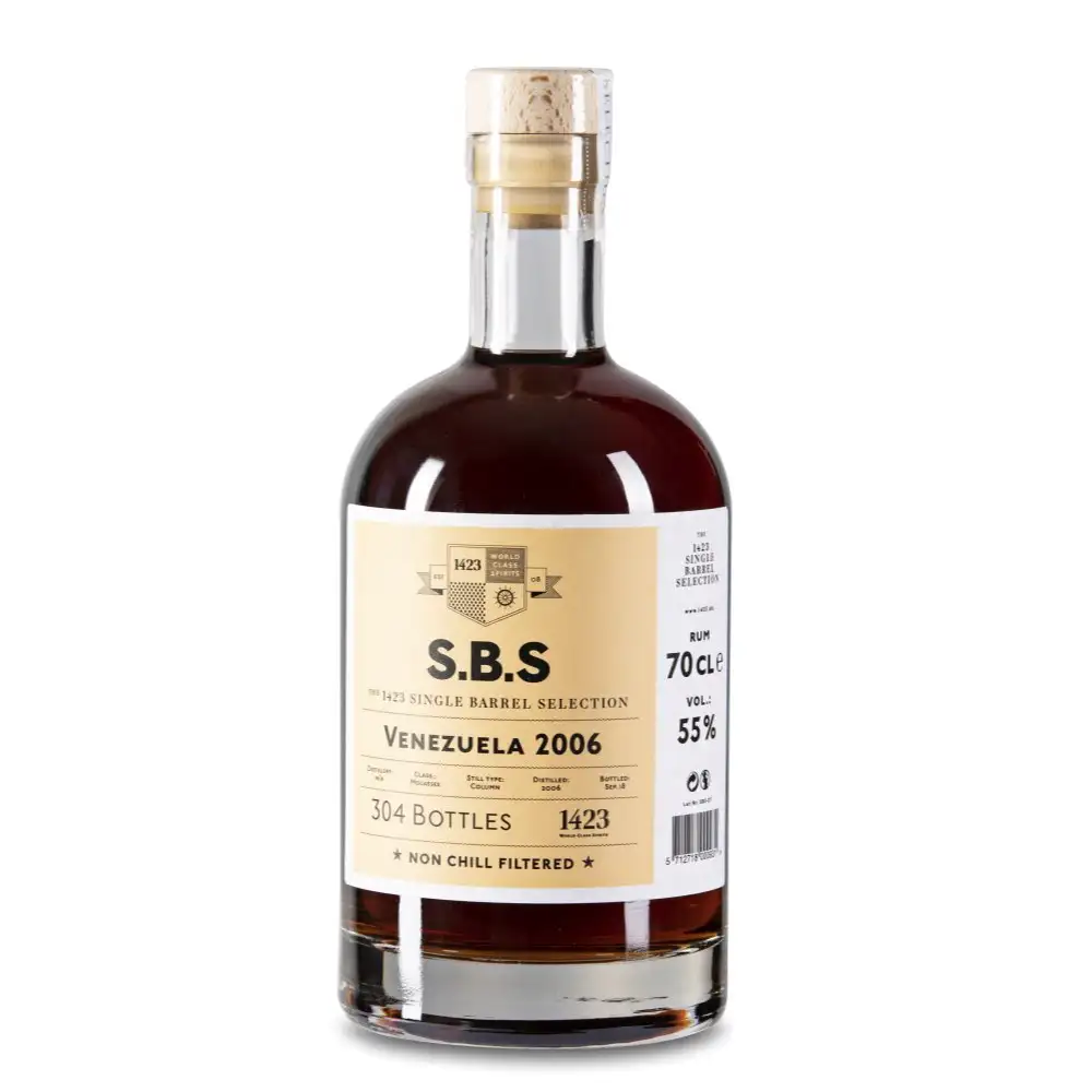 Image of the front of the bottle of the rum S.B.S Venezuela