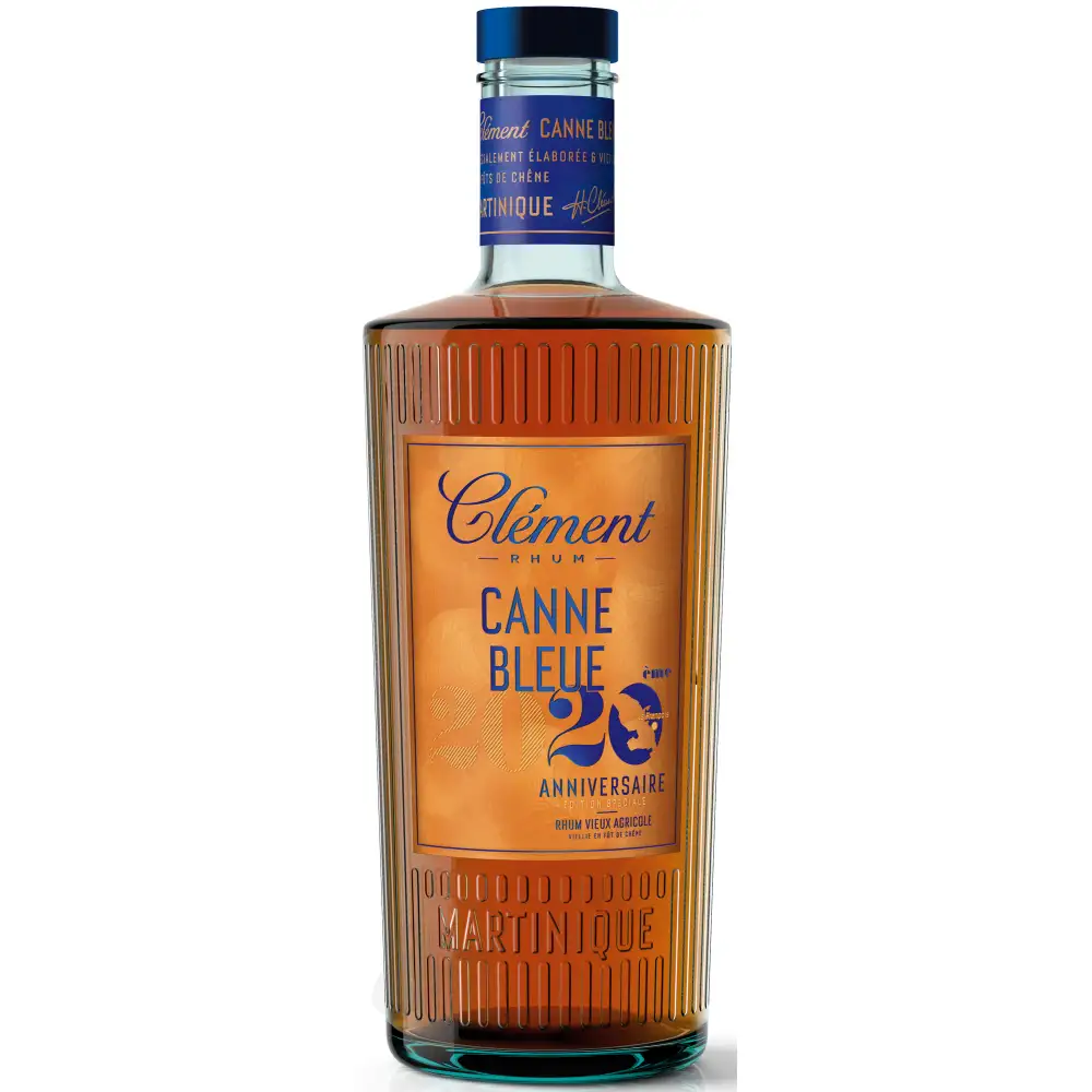 Image of the front of the bottle of the rum Clément Canne bleue vieux (20 Anniversaire)