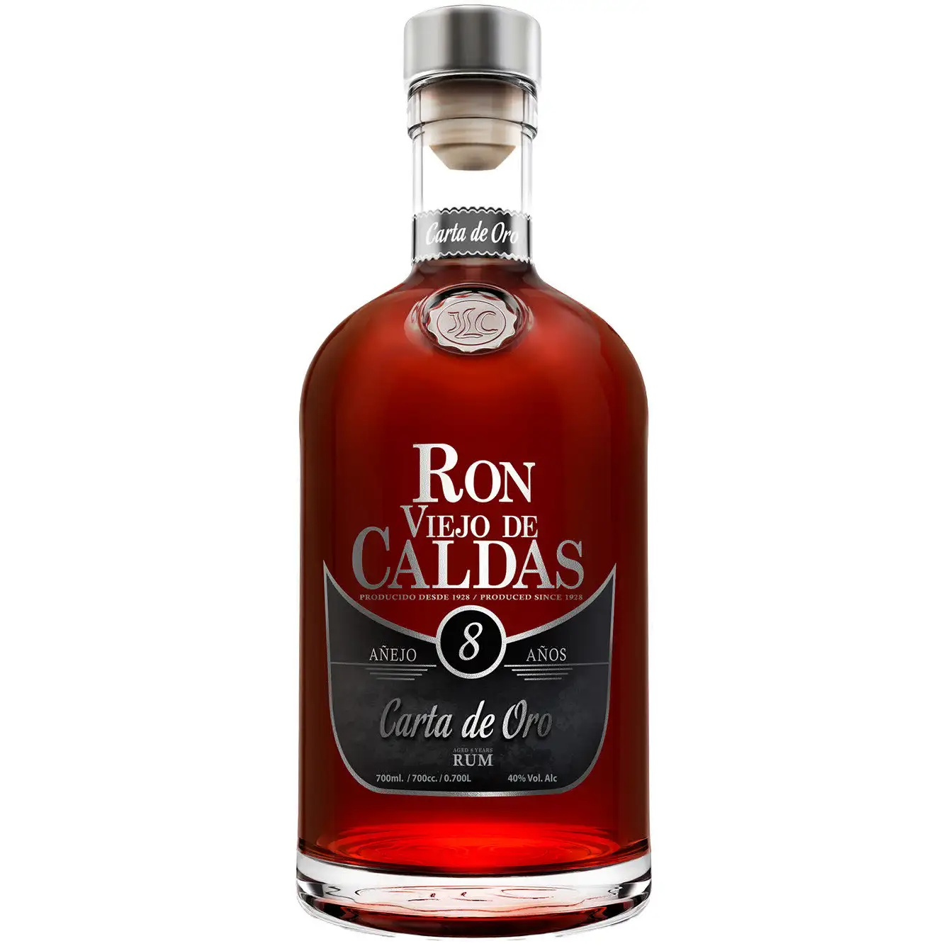 Image of the front of the bottle of the rumRon Viejo de Caldas Carta de Oro