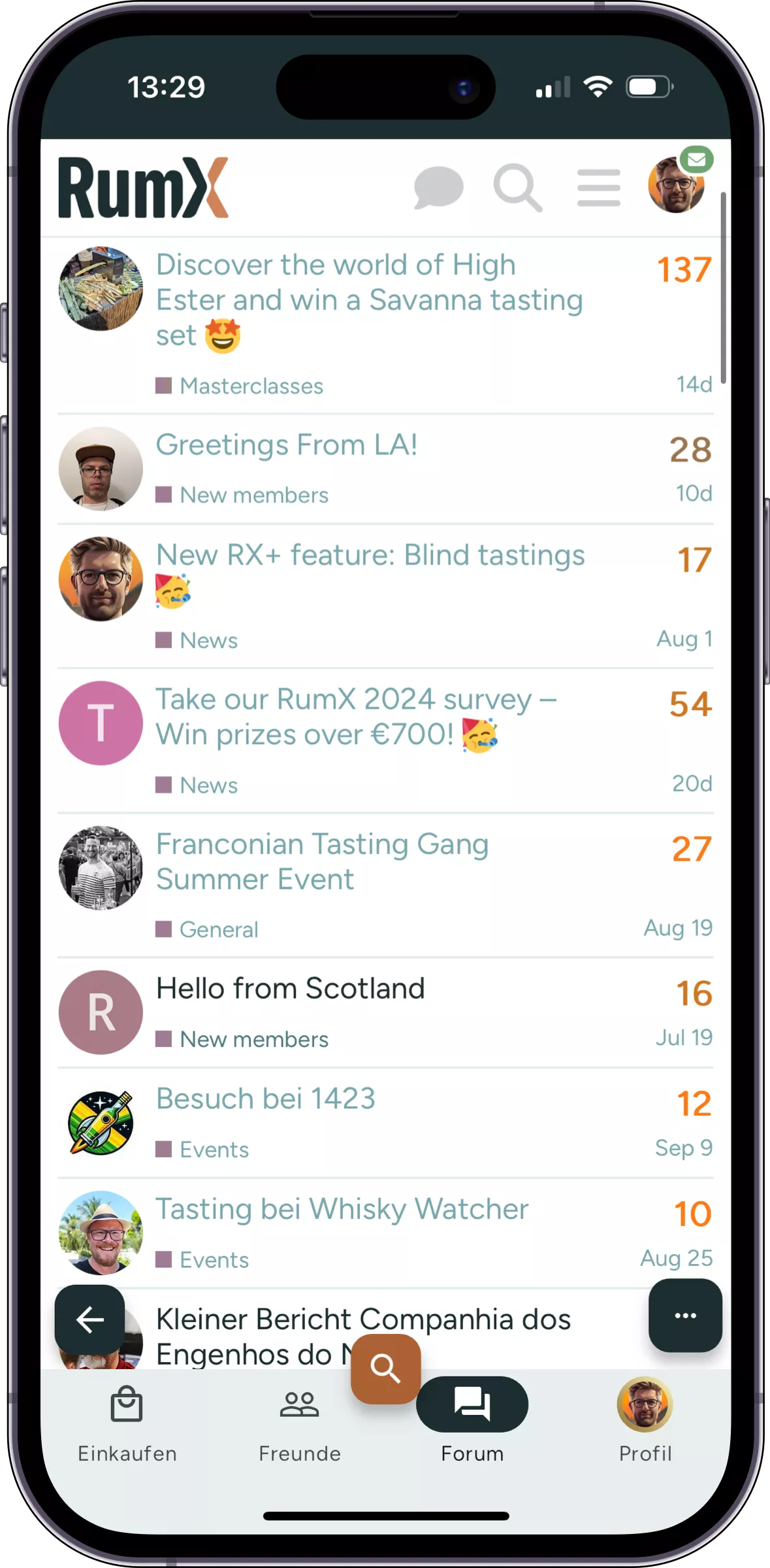 Tritt dem RumX Community-Forum bei