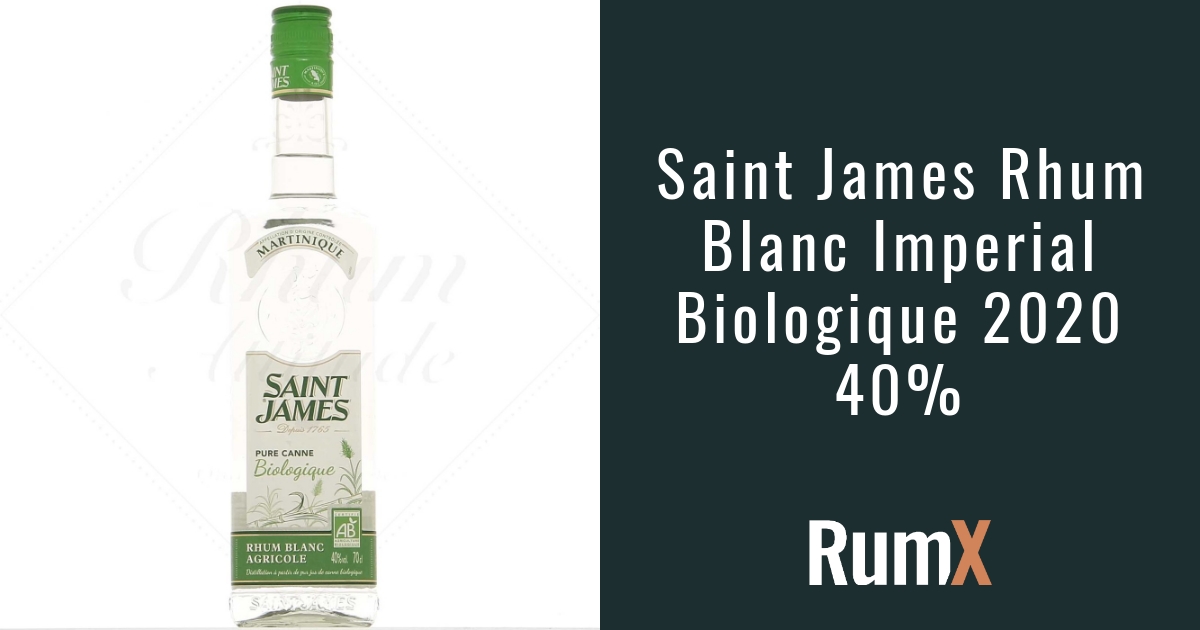 Saint James - Rhum agricole blanc Biologique 40°