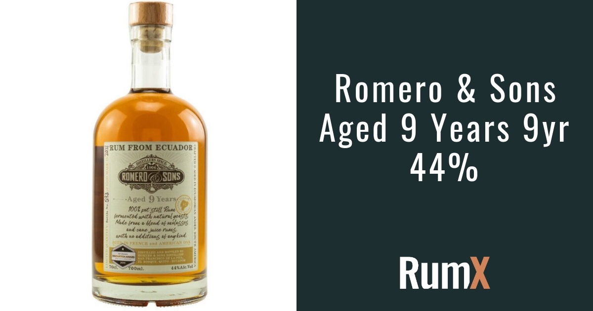 Romero & Sons Aged 9 Years 9yr 44% | RX10372 | RumX