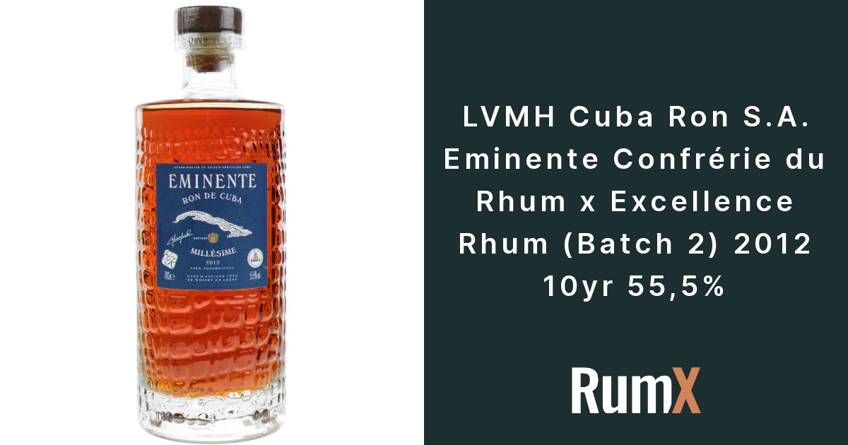 Eminente 2012 Cuba S.A. LVMH Confrérie du Rhum Excellence Rhum